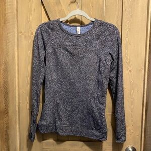 Lululemon Women's Runderful Long Sleeve Zip Pocket Activewear Navy Blue Shirt